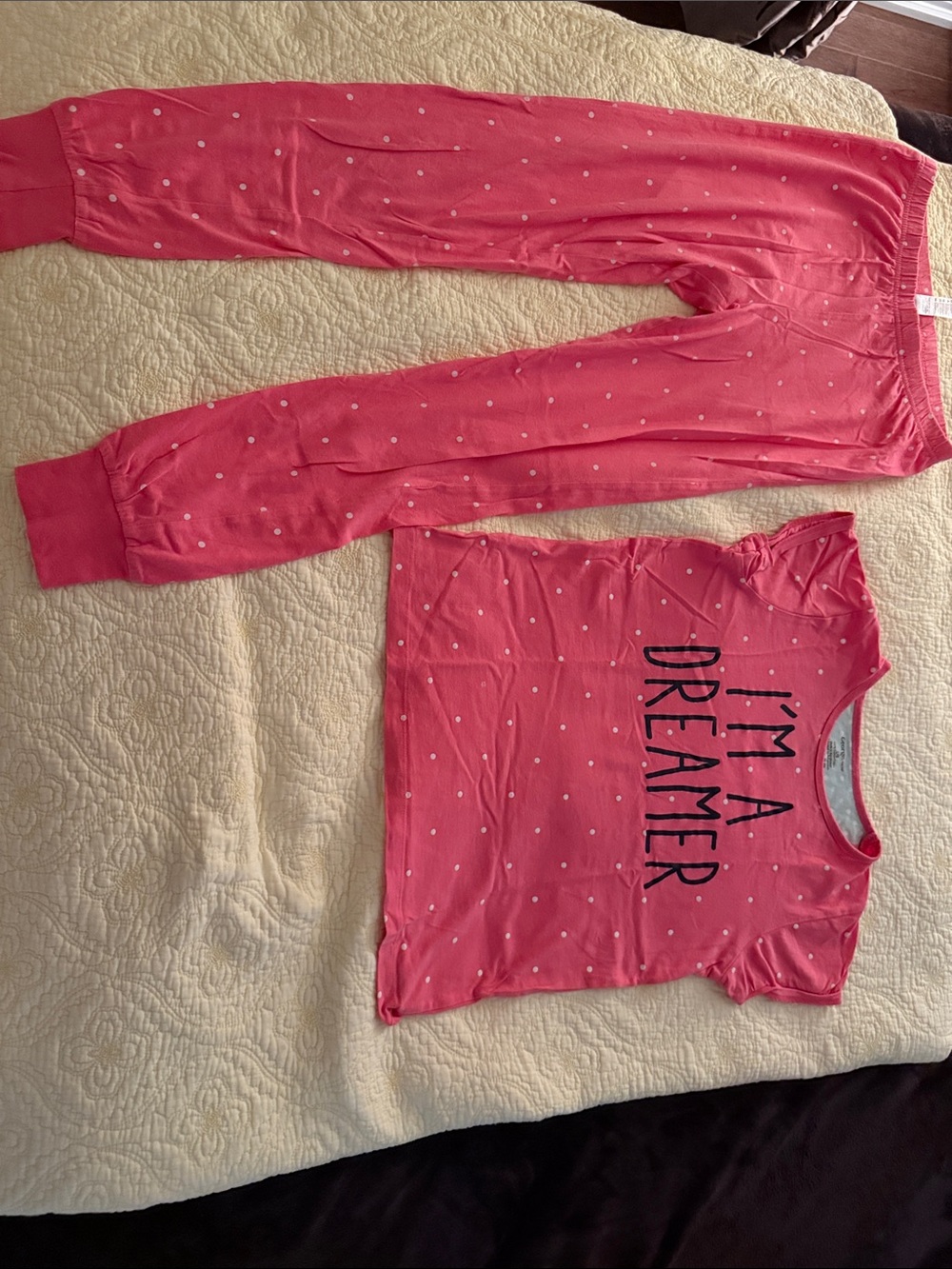 George Pink Polka Dot 100% Cotton Pajama Set "I'm A Dreamer"- Size L